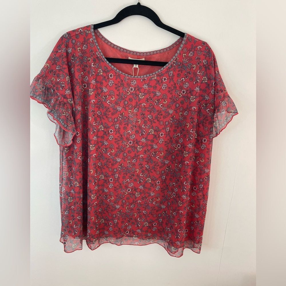 New Max Studio Floral Blouse Women's 1X